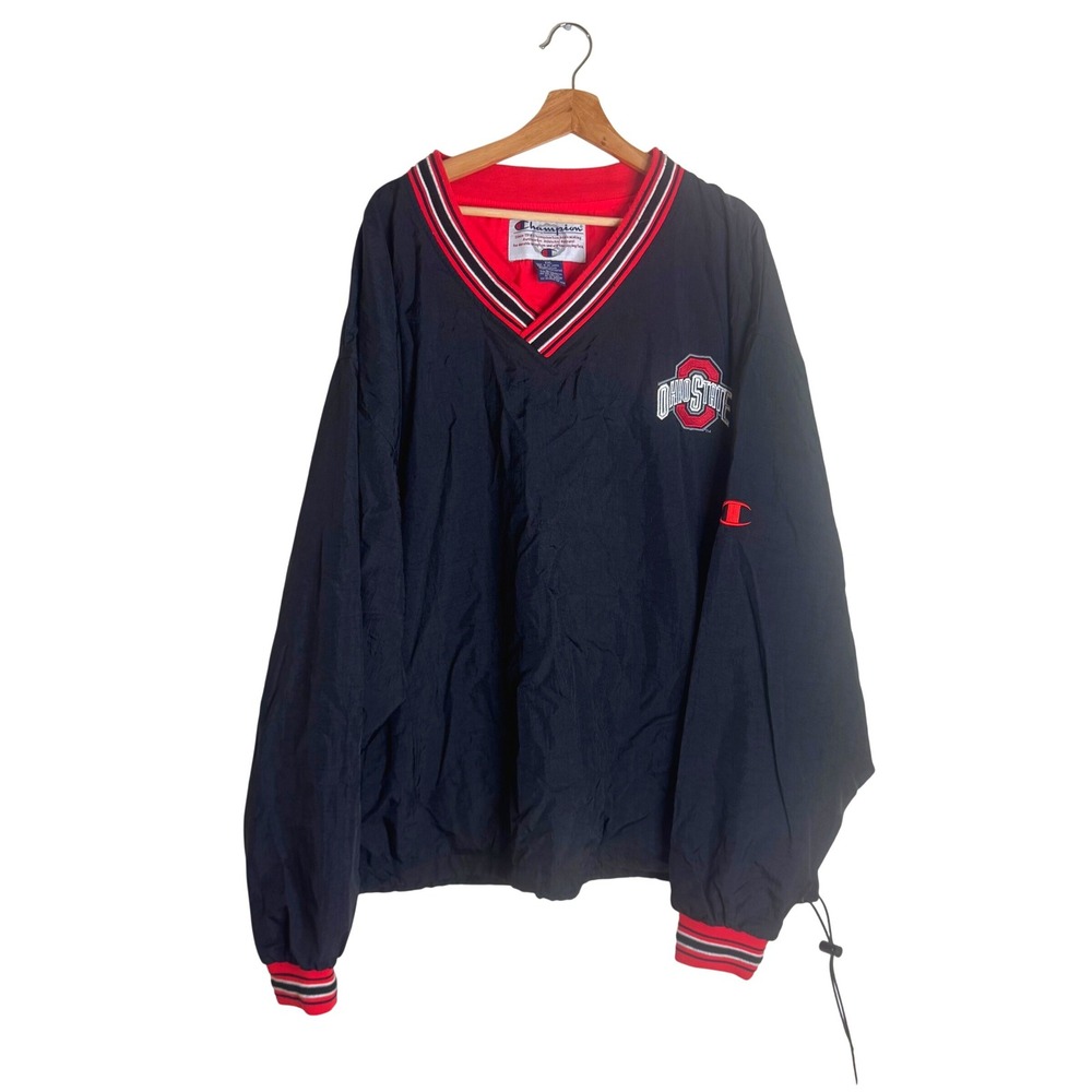 Champion Ohio State Buckeyes Men's V-Neck Windbreaker Pullover Jacket XXL